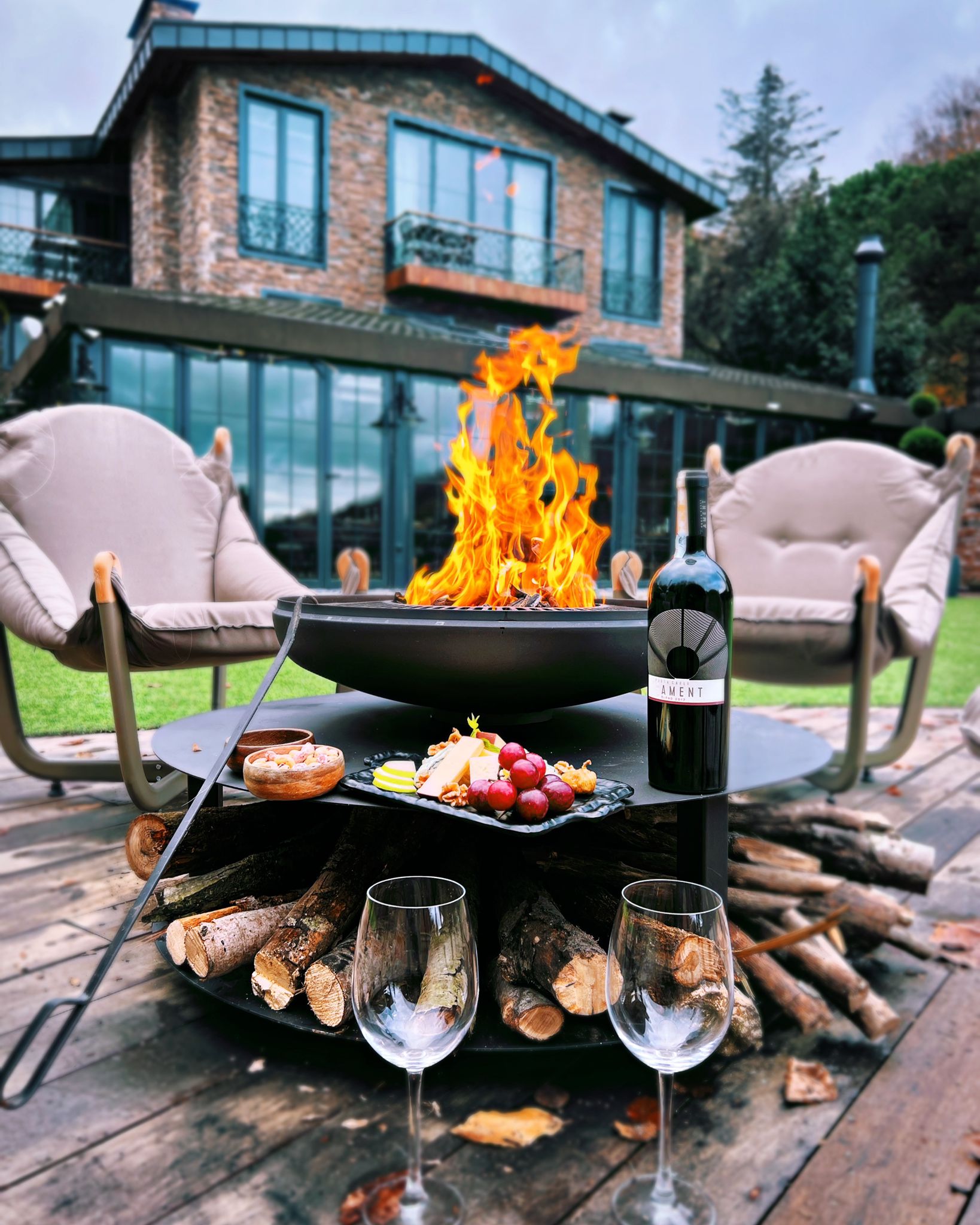 FUMOLIO Fuji ateş çukuru, bahçe şöminesi ve BBQ uyumlu