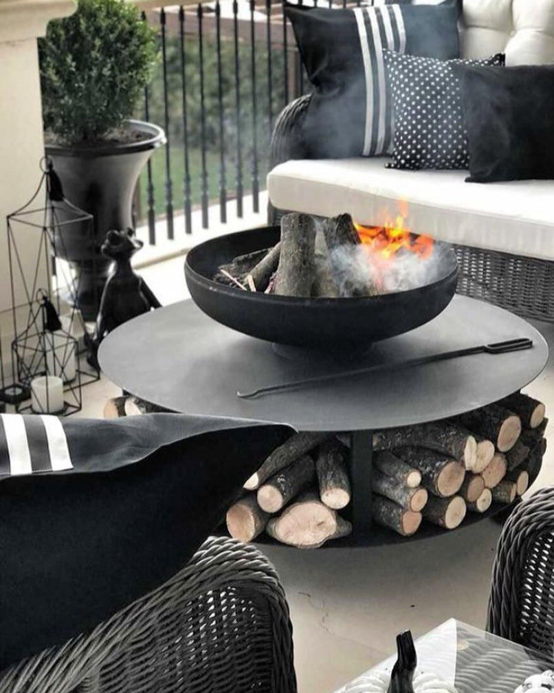 FUMOLIO Fuji ateş çukuru, kapaklı bahçe masası ve ızgara opsiyonlu